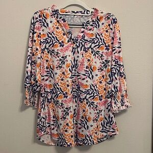 Colorful Women’s 3/4 Sleeve Top, NEVER WORN, Size Small